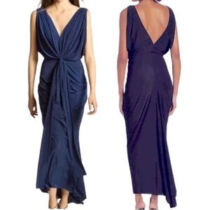 NWT Revolve MISA Los Angeles Xenia Jersey Draped Knot Front Royal Blue